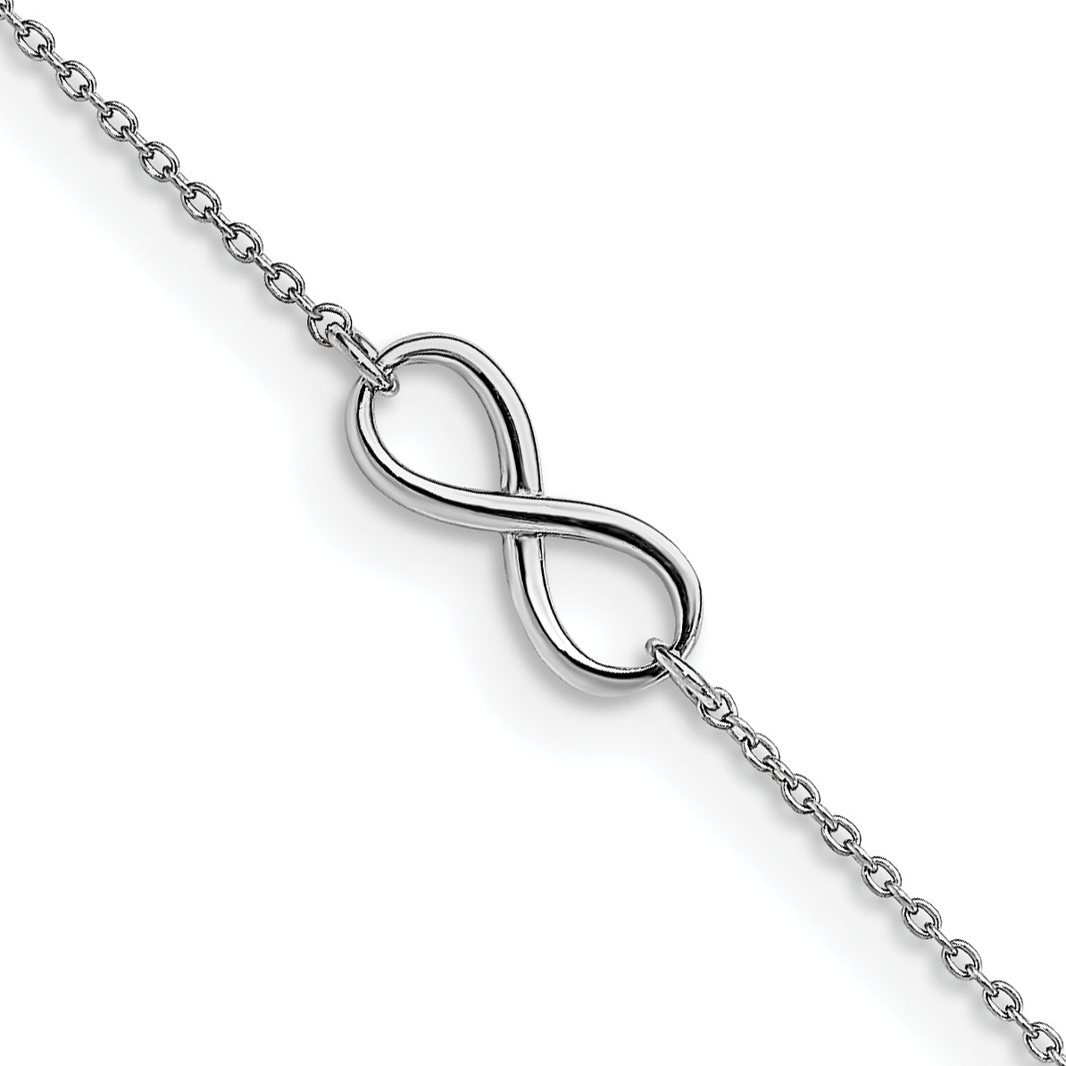 14K White Gold Polished Infinity With 1In Ext. Anklet