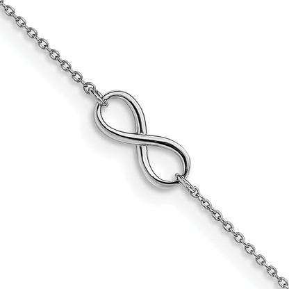 14K White Gold Polished Infinity With 1In Ext. Anklet