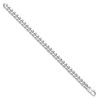 8 Inch 14K White Gold 8.5mm Beveled Curb Bracelet