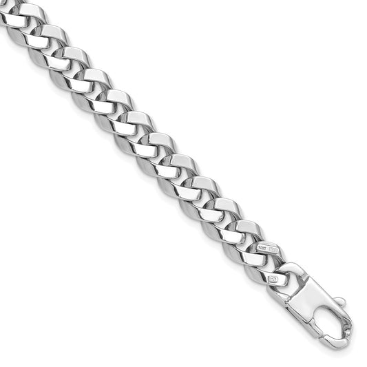 8 Inch 14K White Gold 8.5mm Beveled Curb Bracelet