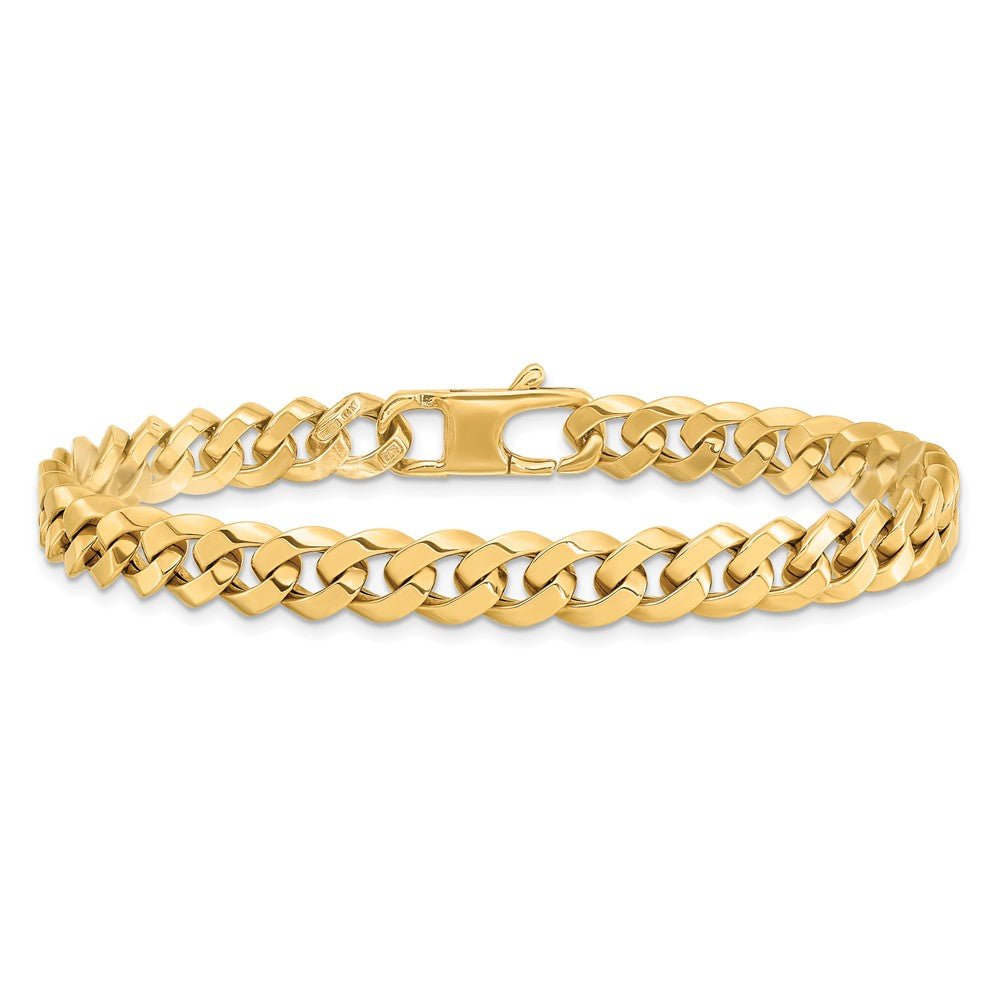 8 Inch 14K 7.0mm Beveled Curb Bracelet