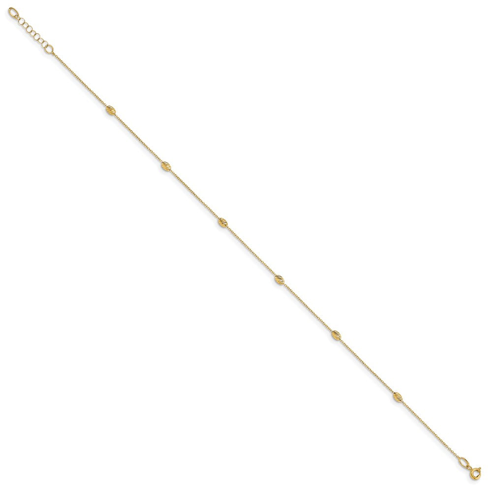 14K Yellow Gold Polished And D/C With 1In Ext. Anklet
