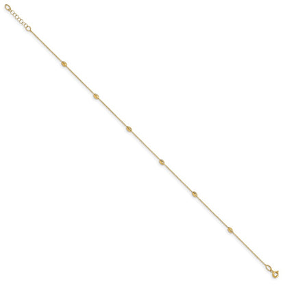 14K Yellow Gold Polished And D/C With 1In Ext. Anklet