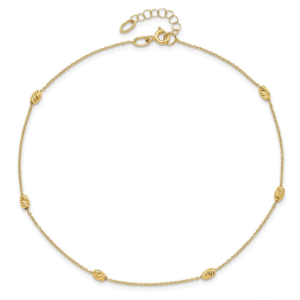 14K Yellow Gold Polished And D/C With 1In Ext. Anklet
