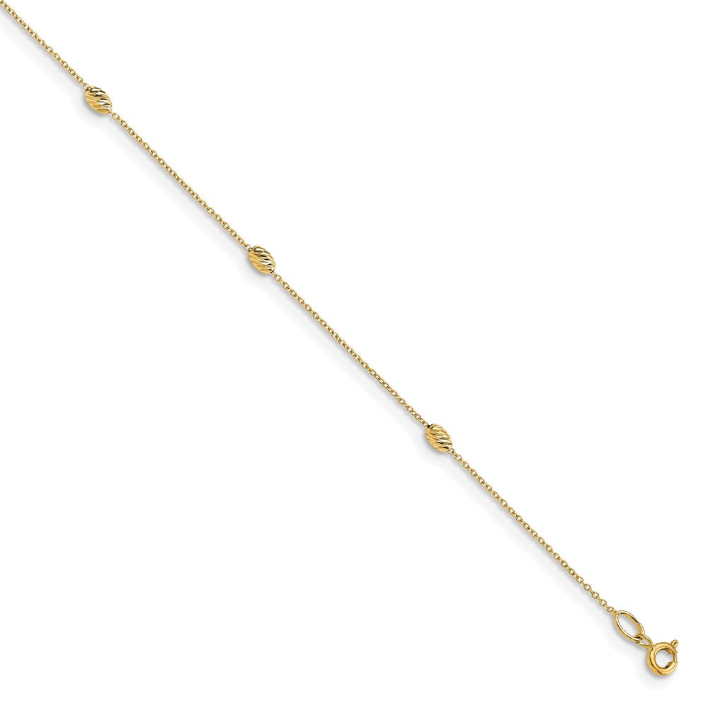 14K Yellow Gold Polished And D/C With 1In Ext. Anklet