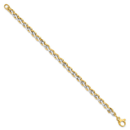 7.5 Inch 14K Two-Tone Polished Fancy Link Bracelet
