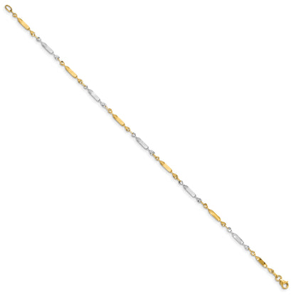 14K Two-Tone Polished Twisted Link Anklet