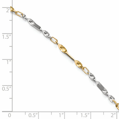 14K Two-Tone Polished Twisted Link Anklet