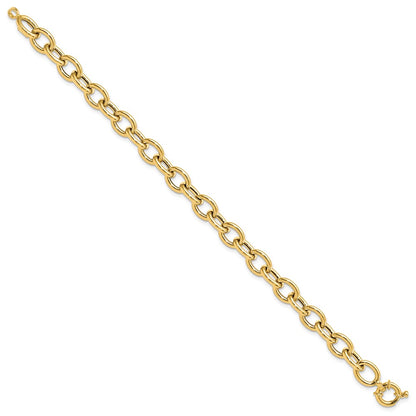 7.5 Inch 14K Polished Cable Oval Link Bracelet