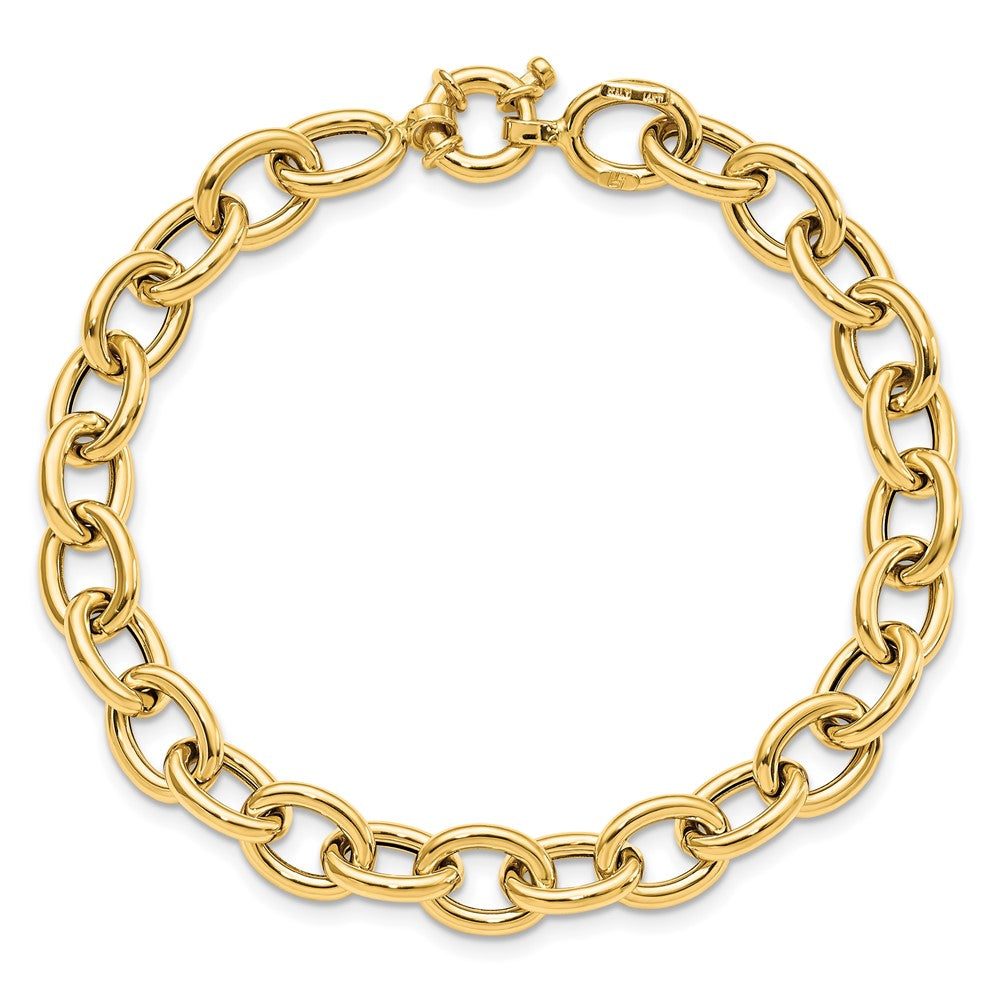 7.5 Inch 14K Polished Cable Oval Link Bracelet