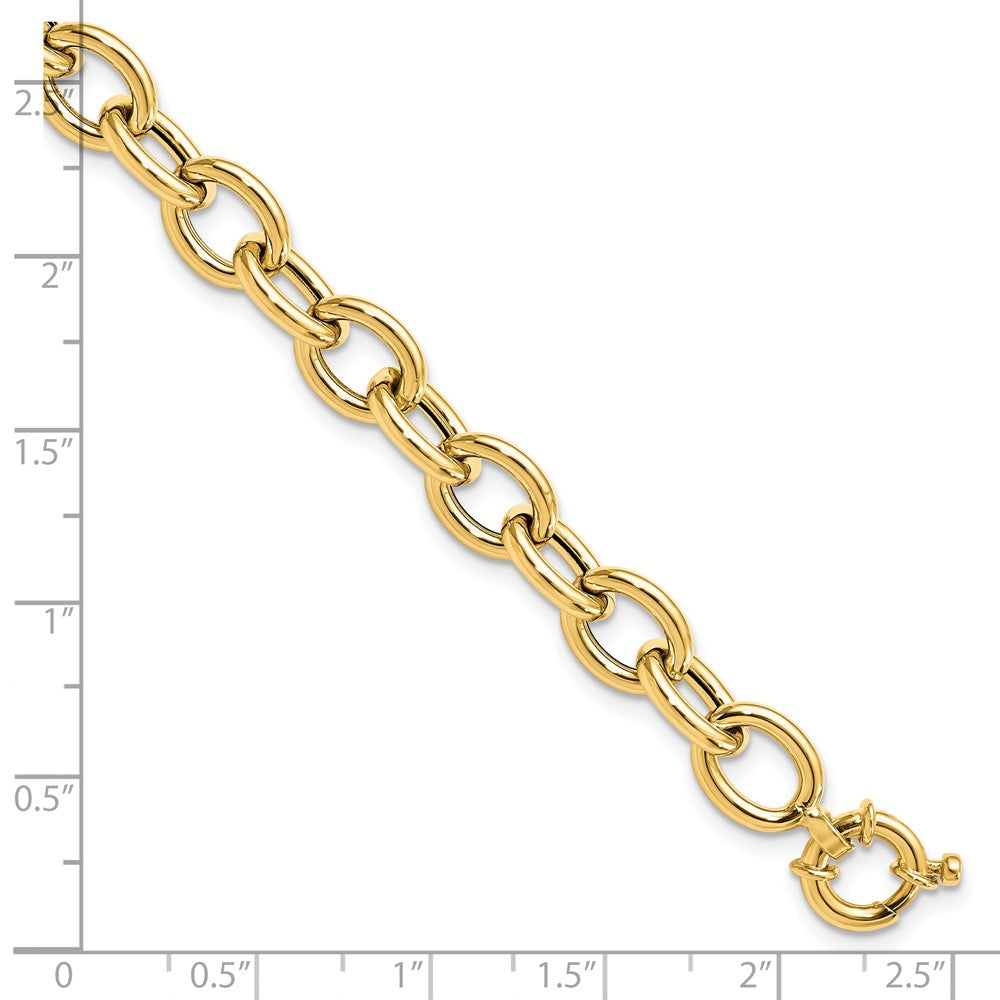 7.5 Inch 14K Polished Cable Oval Link Bracelet