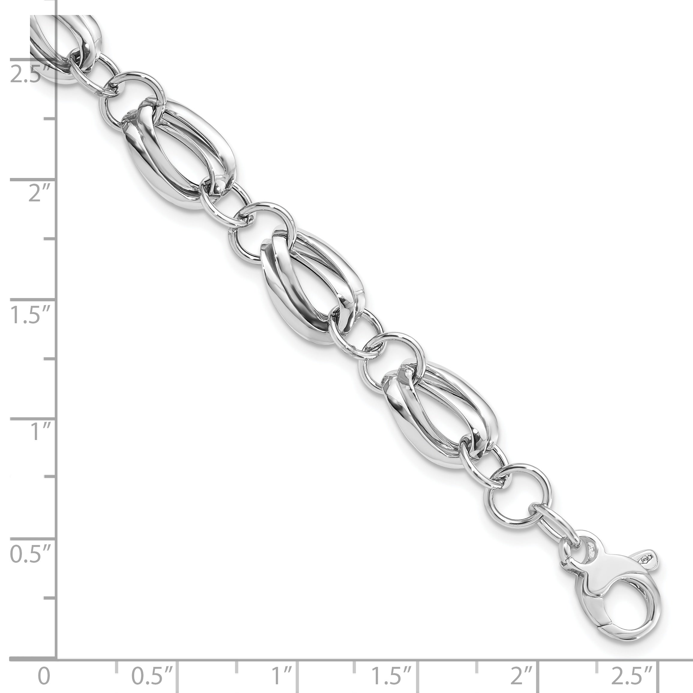 8 Inch 14K White Gold Polished Fancy Link W/ .5 Ext Bracelet