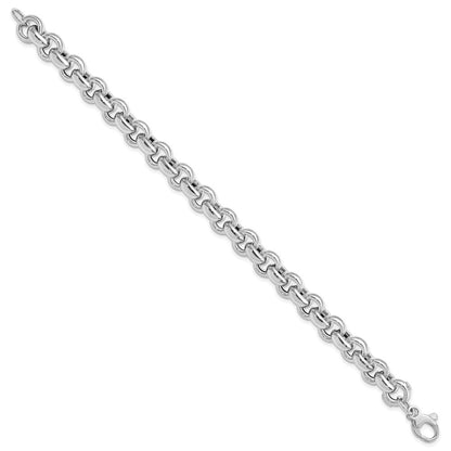 14K White Gold Polished Rolo Link Bracelet