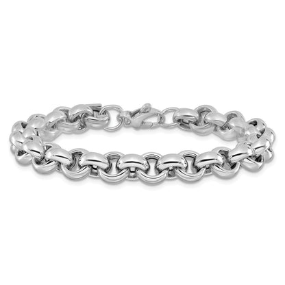 14K White Gold Polished Rolo Link Bracelet