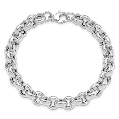 14K White Gold Polished Rolo Link Bracelet
