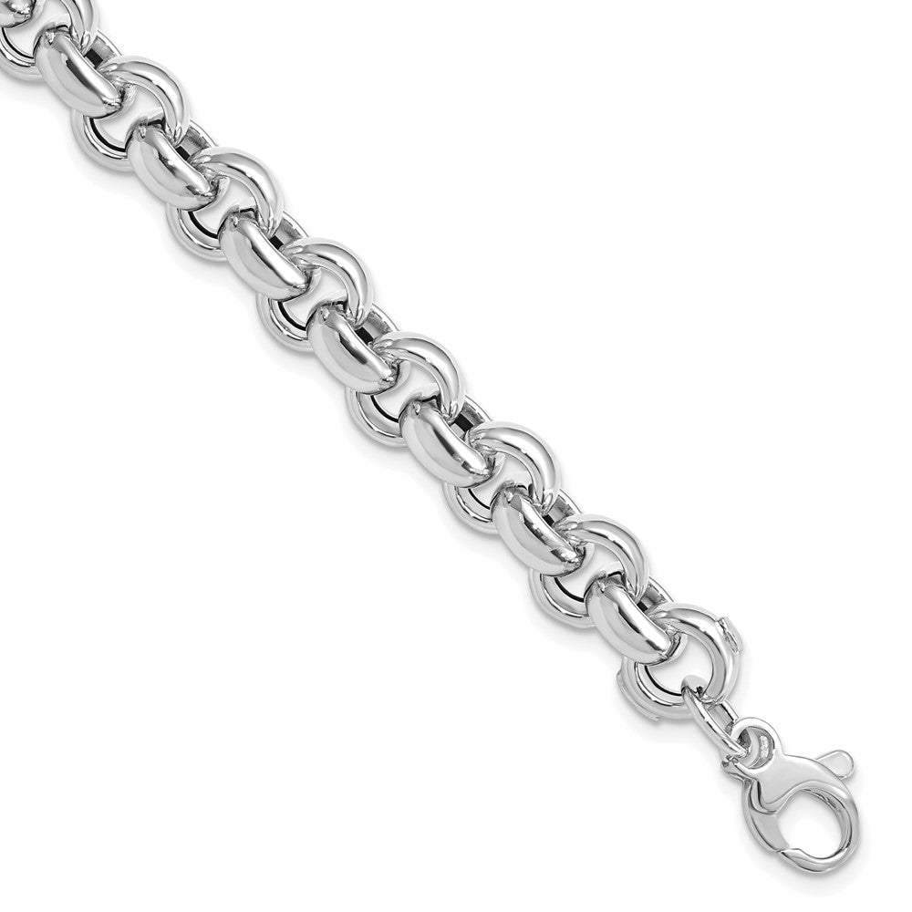 14K White Gold Polished Rolo Link Bracelet