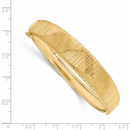 14K Yellow Gold Polished And Textured Hinged Bangle