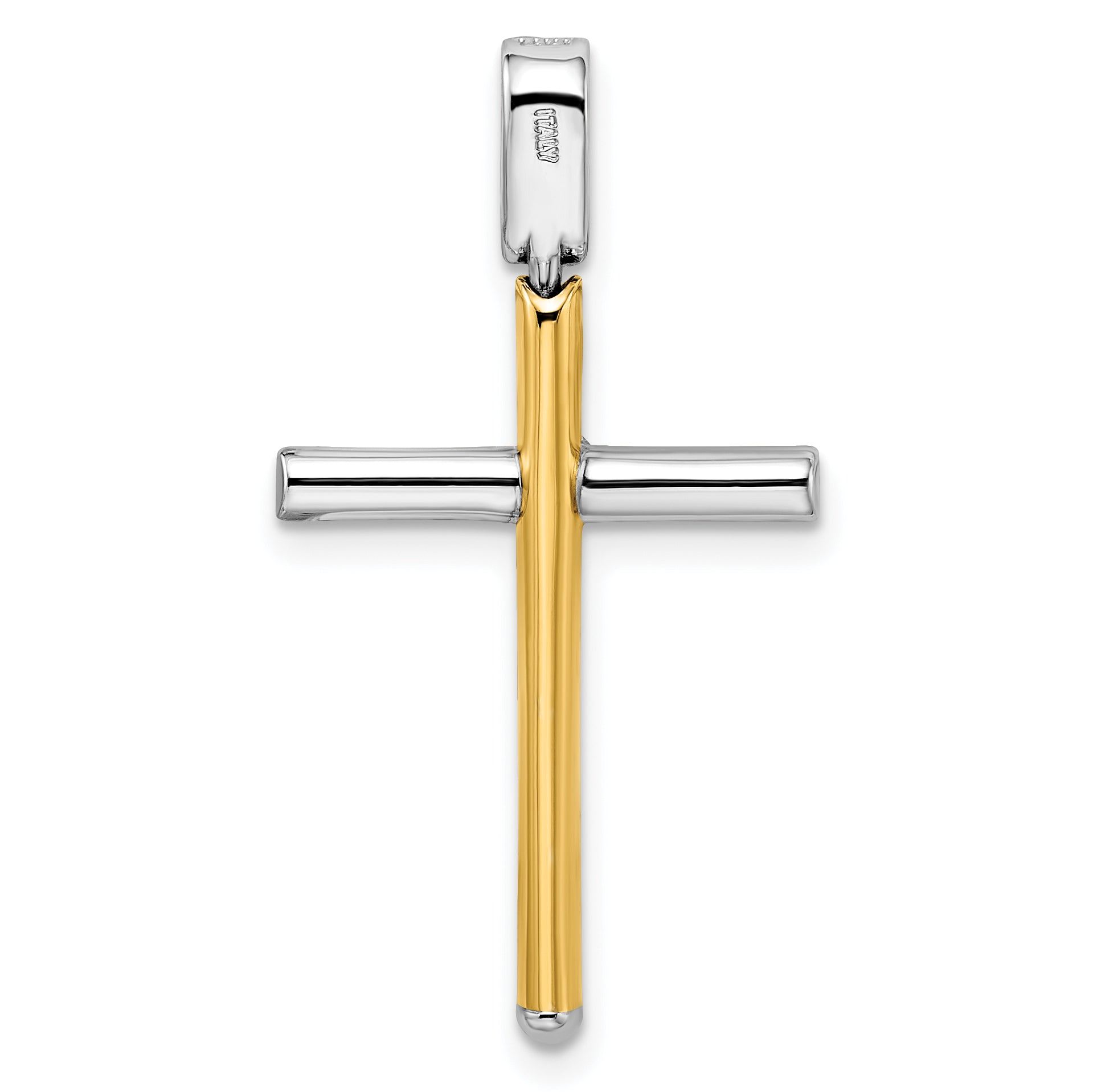 14K Two-Tone Polished Cross Pendant