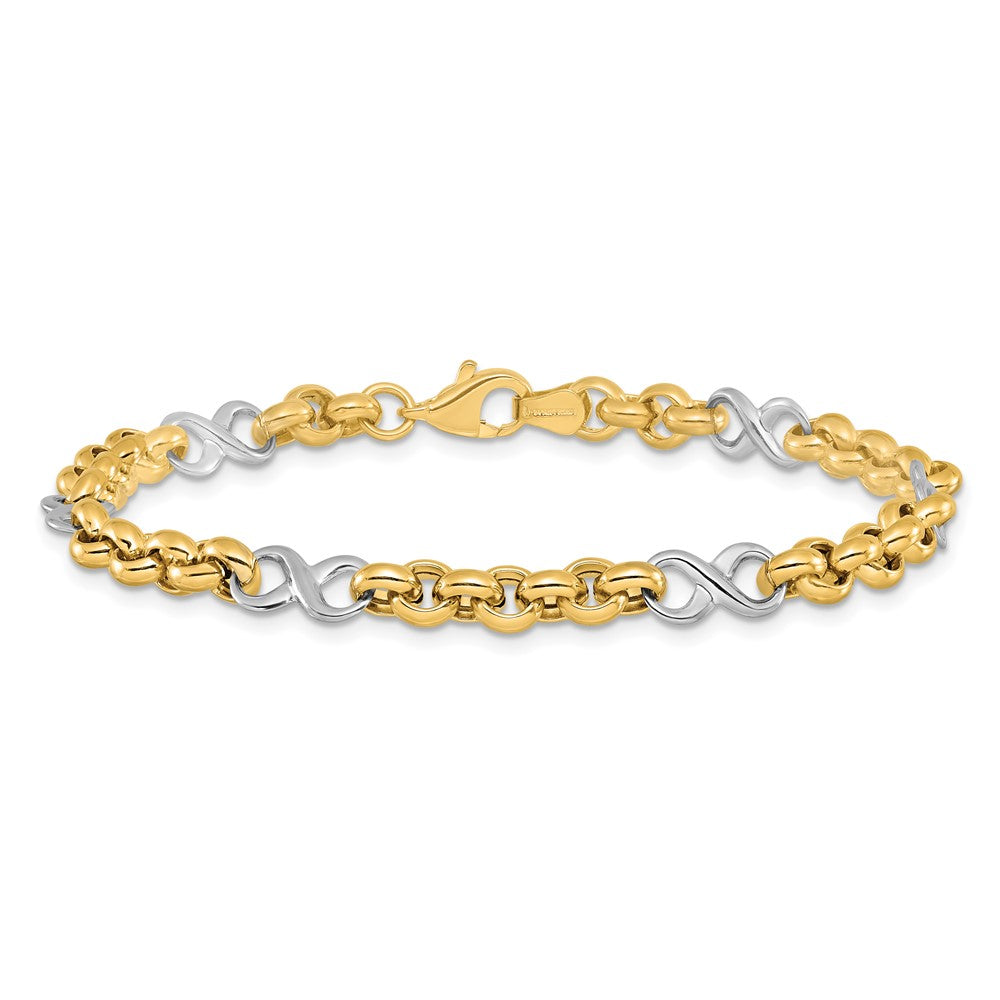 7.5 Inch 14K Two-Tone Polished Infinity Bracelet