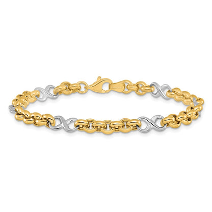 7.5 Inch 14K Two-Tone Polished Infinity Bracelet