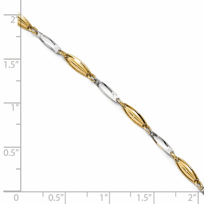 14K Two-Tone Polished With 1In Ext. Anklet