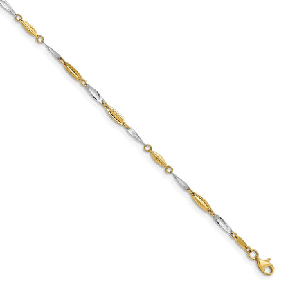 14K Two-Tone Polished With 1In Ext. Anklet