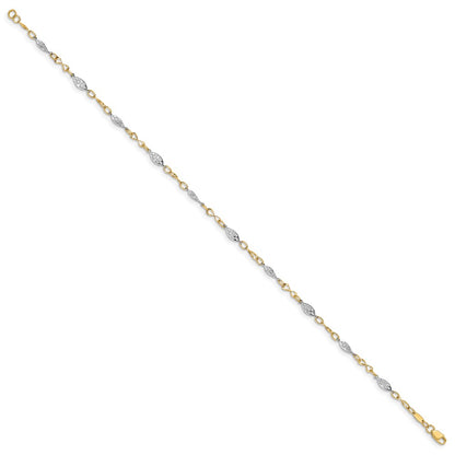 14K Two-Tone Polished With 1In Ext. Anklet