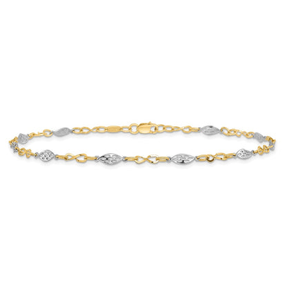 14K Two-Tone Polished With 1In Ext. Anklet