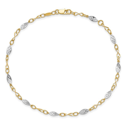 14K Two-Tone Polished With 1In Ext. Anklet