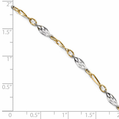 14K Two-Tone Polished With 1In Ext. Anklet
