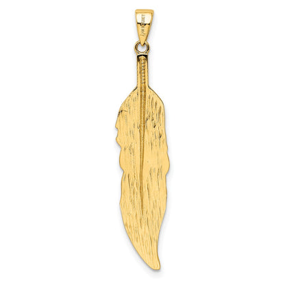 14K Yellow Gold Feather Pendant