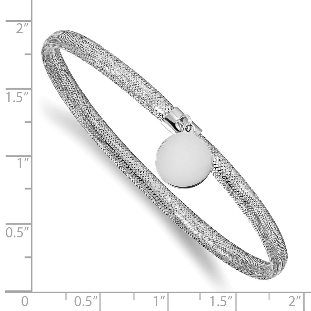 14K Yellow & Rhodium White Rh Plating Stretch Dangle Charm Bracelet