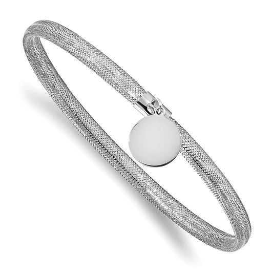 14K Yellow & Rhodium White Rh Plating Stretch Dangle Charm Bracelet