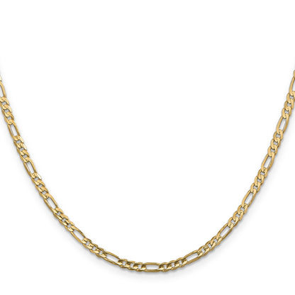 14K Yellow Gold 30 Inch 3mm Concave Open Figaro With Lobster Clasp Chain Necklace