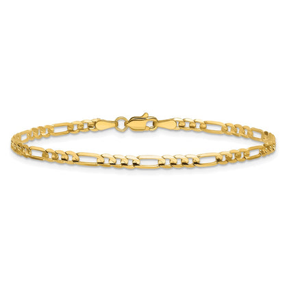 9 Inch 14K 3mm Concave Open Figaro Chain Anklet