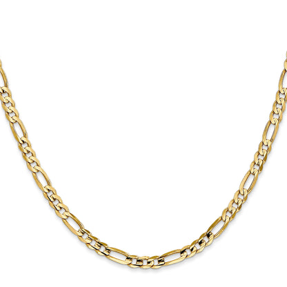 14K Yellow Gold 20 Inch 4mm Concave Open Figaro With Lobster Clasp Chain Necklace