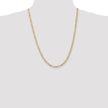 14K Yellow Gold 24 Inch 4mm Concave Open Figaro With Lobster Clasp Chain Necklace