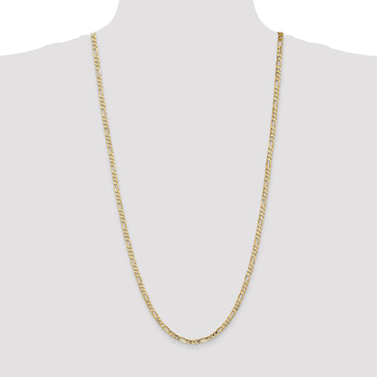 14K Yellow Gold 30 Inch 4mm Concave Open Figaro With Lobster Clasp Chain Necklace