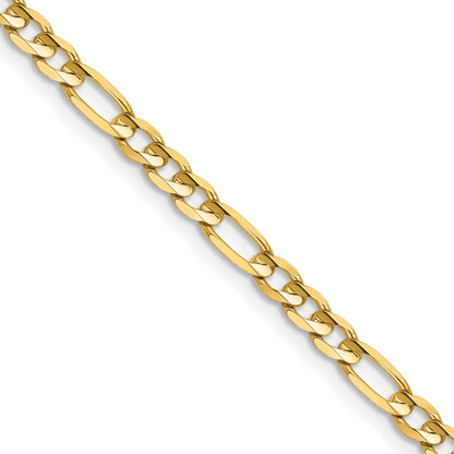 14K Yellow Gold 20 Inch 4mm Concave Open Figaro With Lobster Clasp Chain Necklace
