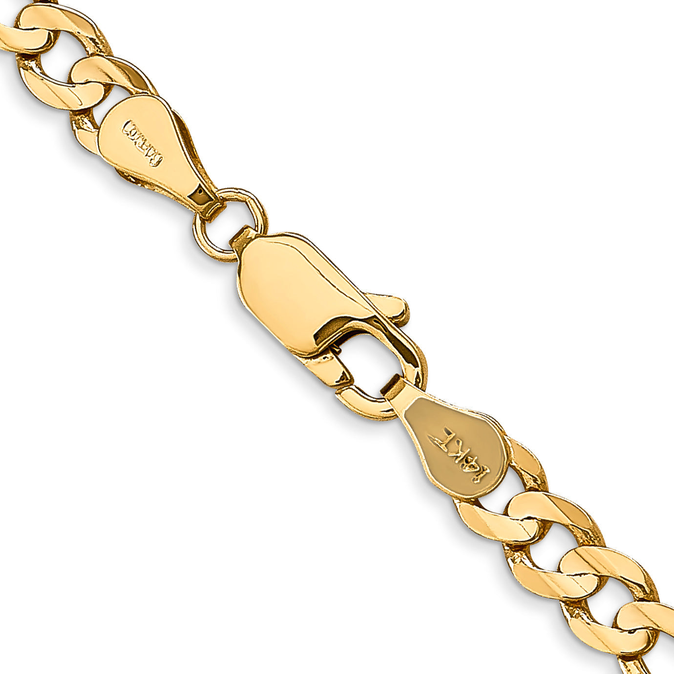 14K Yellow Gold 26 Inch 4.5mm Concave Open Figaro With Lobster Clasp Chain Necklace