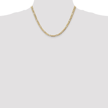 14K Yellow Gold 18 Inch 4.5mm Concave Open Figaro With Lobster Clasp Chain Necklace