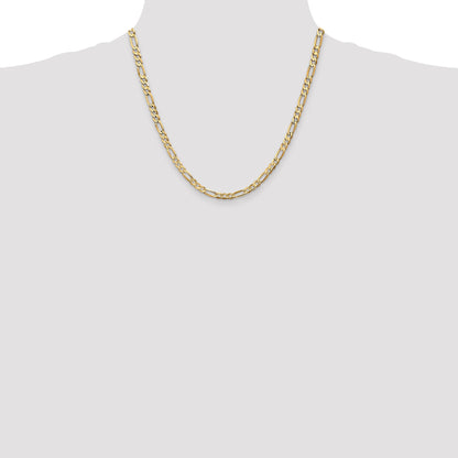 14K Yellow Gold 20 Inch 4.5mm Concave Open Figaro With Lobster Clasp Chain Necklace
