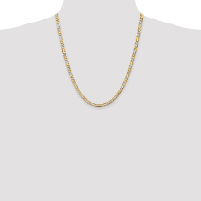14K Yellow Gold 22 Inch 4.5mm Concave Open Figaro With Lobster Clasp Chain Necklace