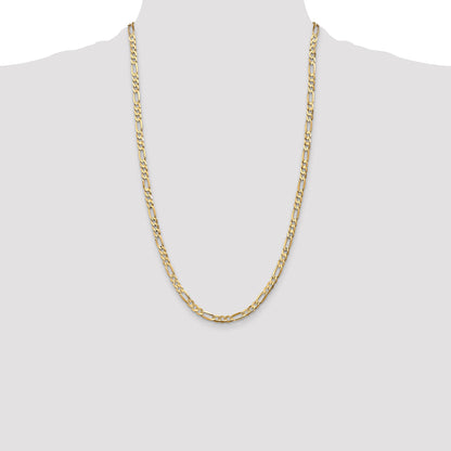 14K Yellow Gold 26 Inch 4.5mm Concave Open Figaro With Lobster Clasp Chain Necklace