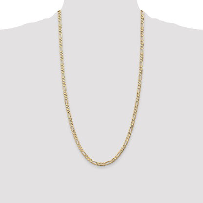 14K Yellow Gold 28 Inch 4.5mm Concave Open Figaro With Lobster Clasp Chain Necklace