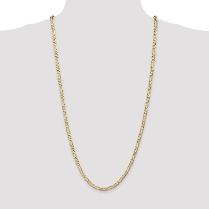 14K Yellow Gold 30 Inch 4.5mm Concave Open Figaro With Lobster Clasp Chain Necklace