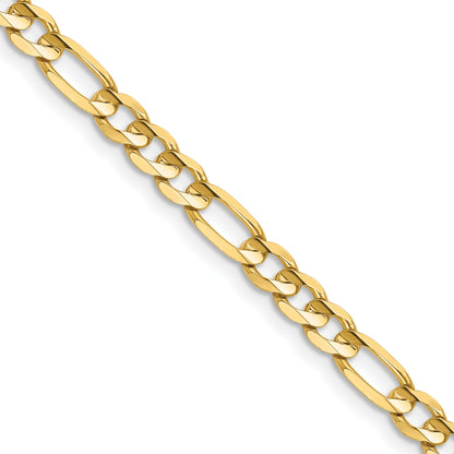 14K Yellow Gold 20 Inch 4.5mm Concave Open Figaro With Lobster Clasp Chain Necklace