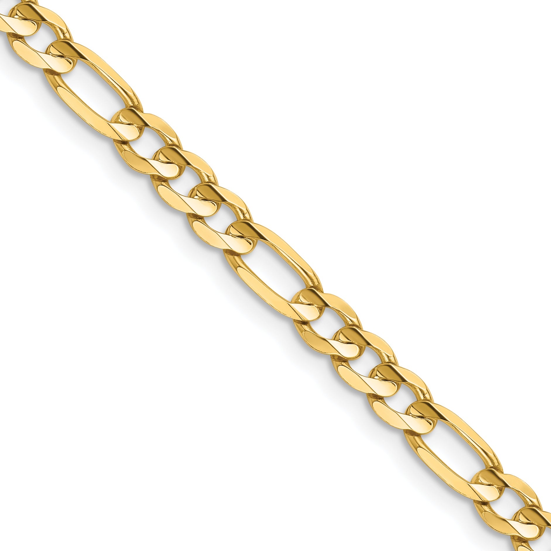 14K Yellow Gold 24 Inch 4.5mm Concave Open Figaro With Lobster Clasp Chain Necklace