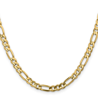 14K Yellow Gold 22 Inch 5.5mm Concave Open Figaro With Lobster Clasp Chain Necklace