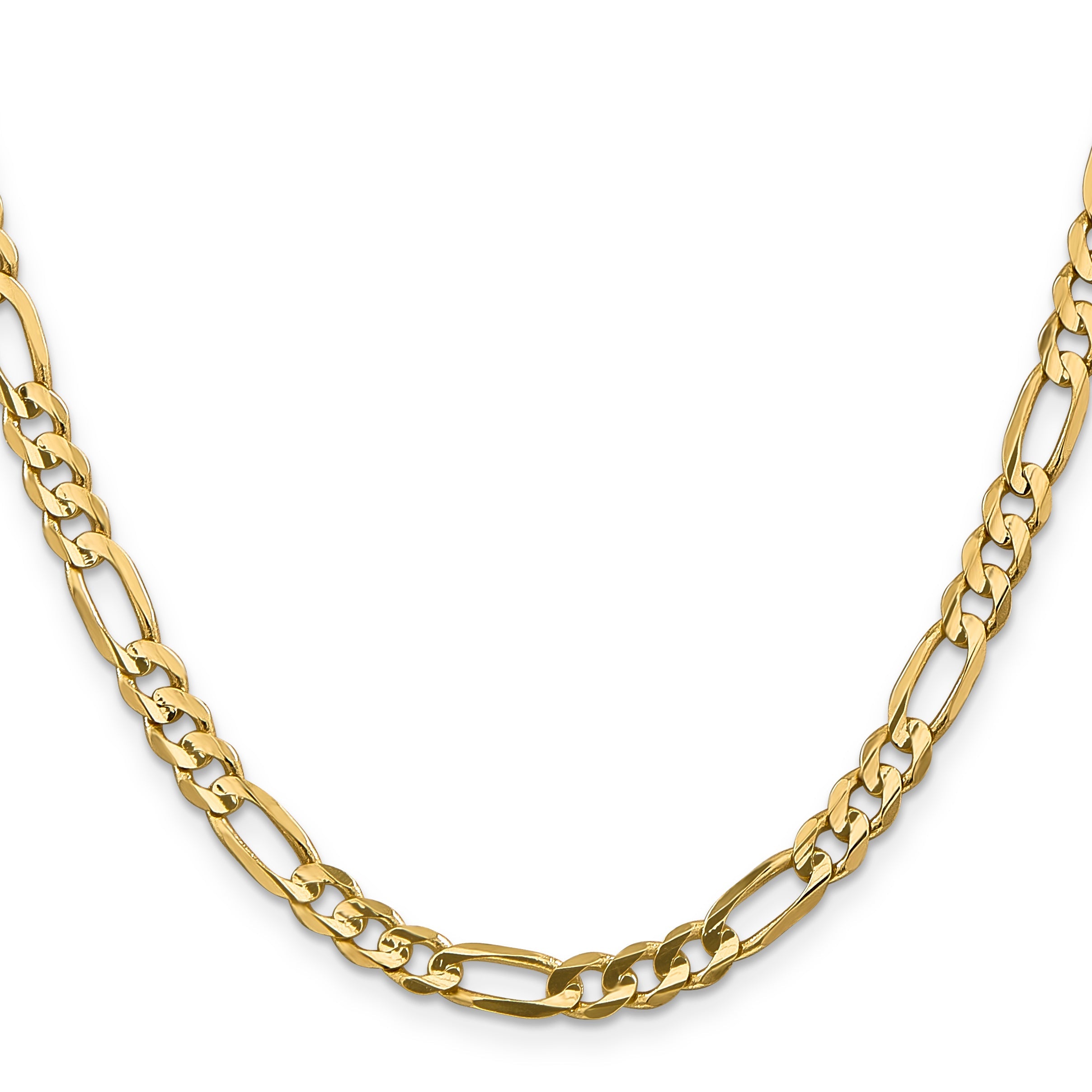 14K Yellow Gold 26 Inch 5.5mm Concave Open Figaro With Lobster Clasp Chain Necklace